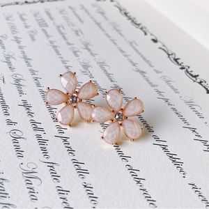 Gem stone pink floral earrings